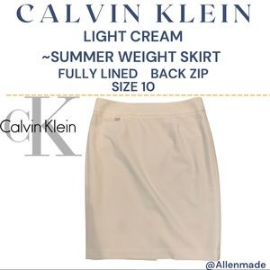 Price ⬇️ Calvin Klein Cream Summer Weight Pencil Skirt Size 10